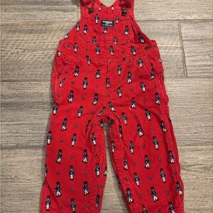 OshKosh B'gosh Red Overalls with Toy Soldier Print